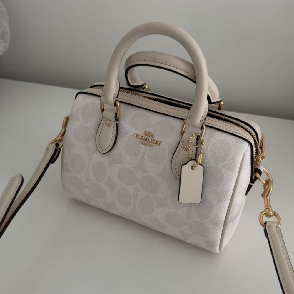 Coach White Satchel with Gold Hardware